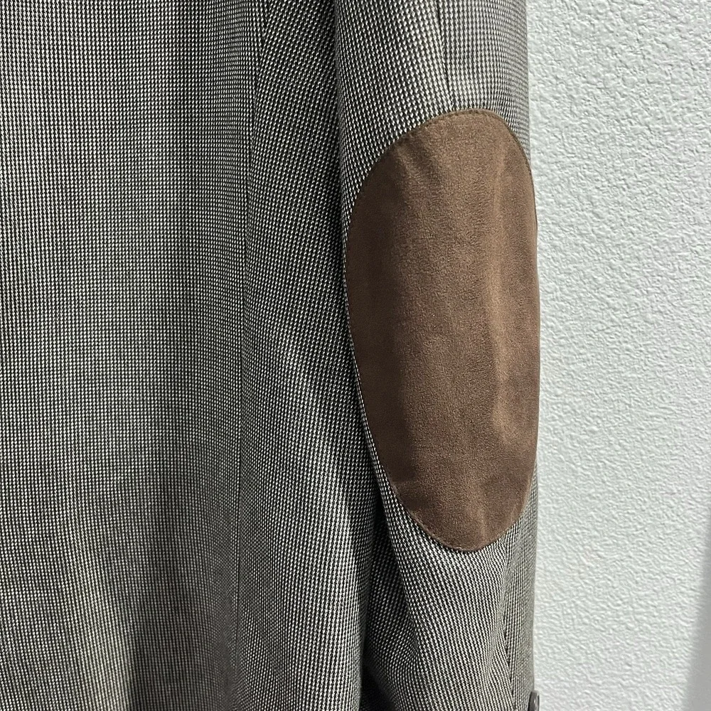 Lauren Ralph Lauren Blazer Sport Coat Mens 44L Gray Elbow Patch 2 Button